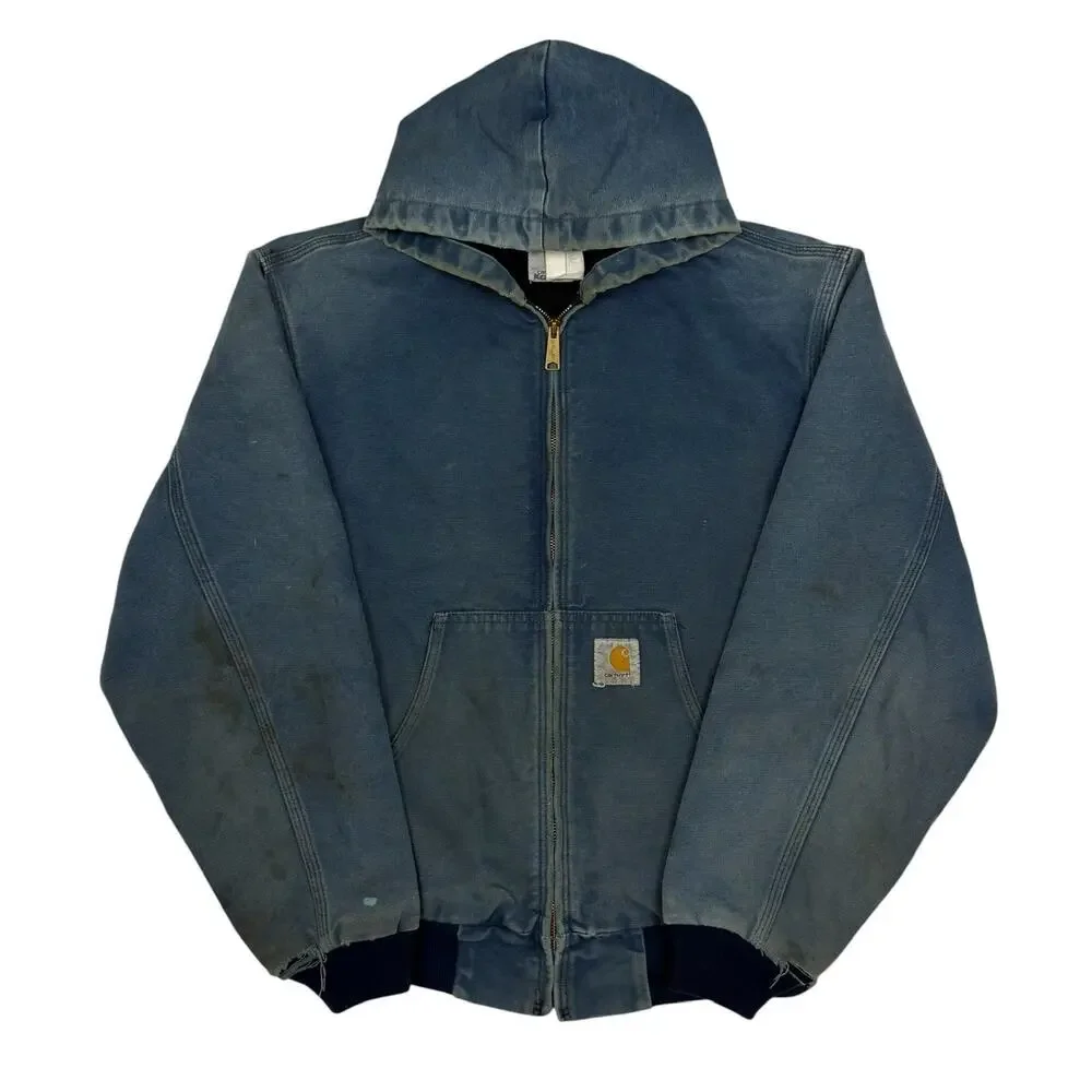 Carhartt blue hooded work wear jacket